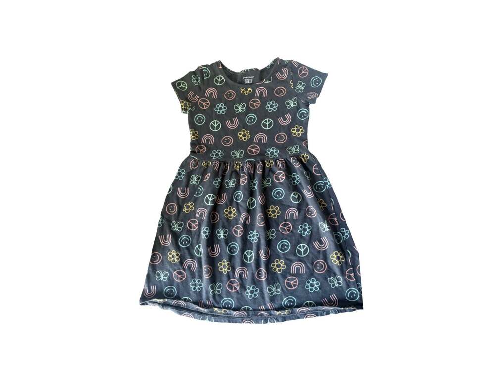 Jumping Beans All-Day-Play Dress Size 6 Peace Smiley Rainbow Print